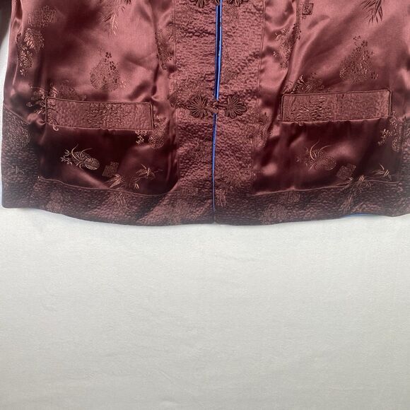 Peony Brand Shanghai China Reversible Satin Jacket Women’s Size 38 Red Blue - Picture 10 of 15